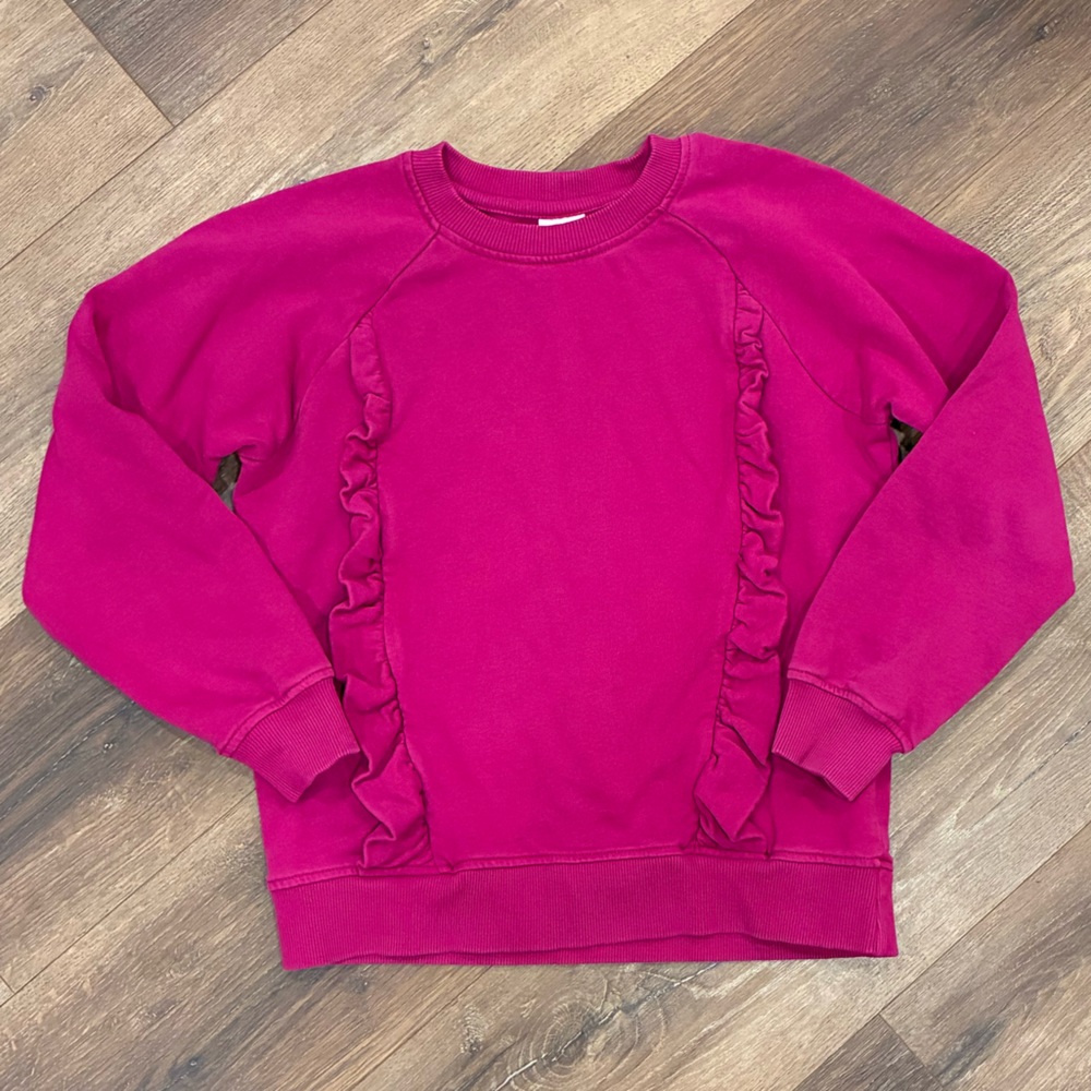 Hanna Andersson Pink Ruffle Sweatshirt Top Shirt Winter 10 Girl